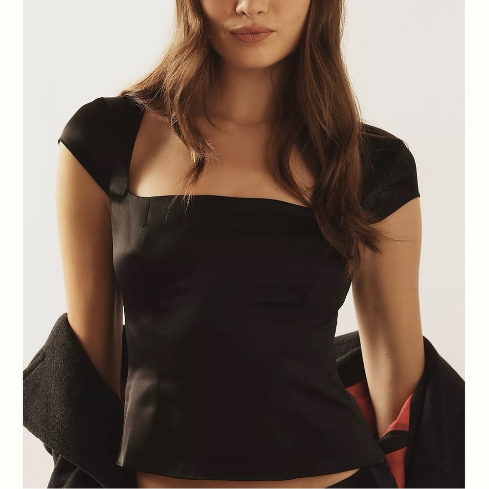 Reformation Black Cora Satin Top | 2